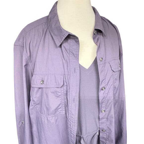 2pc Eddie Bauer Departure Dress Women L Purple Midi Tank w L/S Shirt Classic Fit - Picture 4 of 15